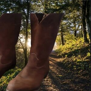 Durango Mens Brown Leather Western Boots Mid-Calf Pull On Rugged, Size 12D